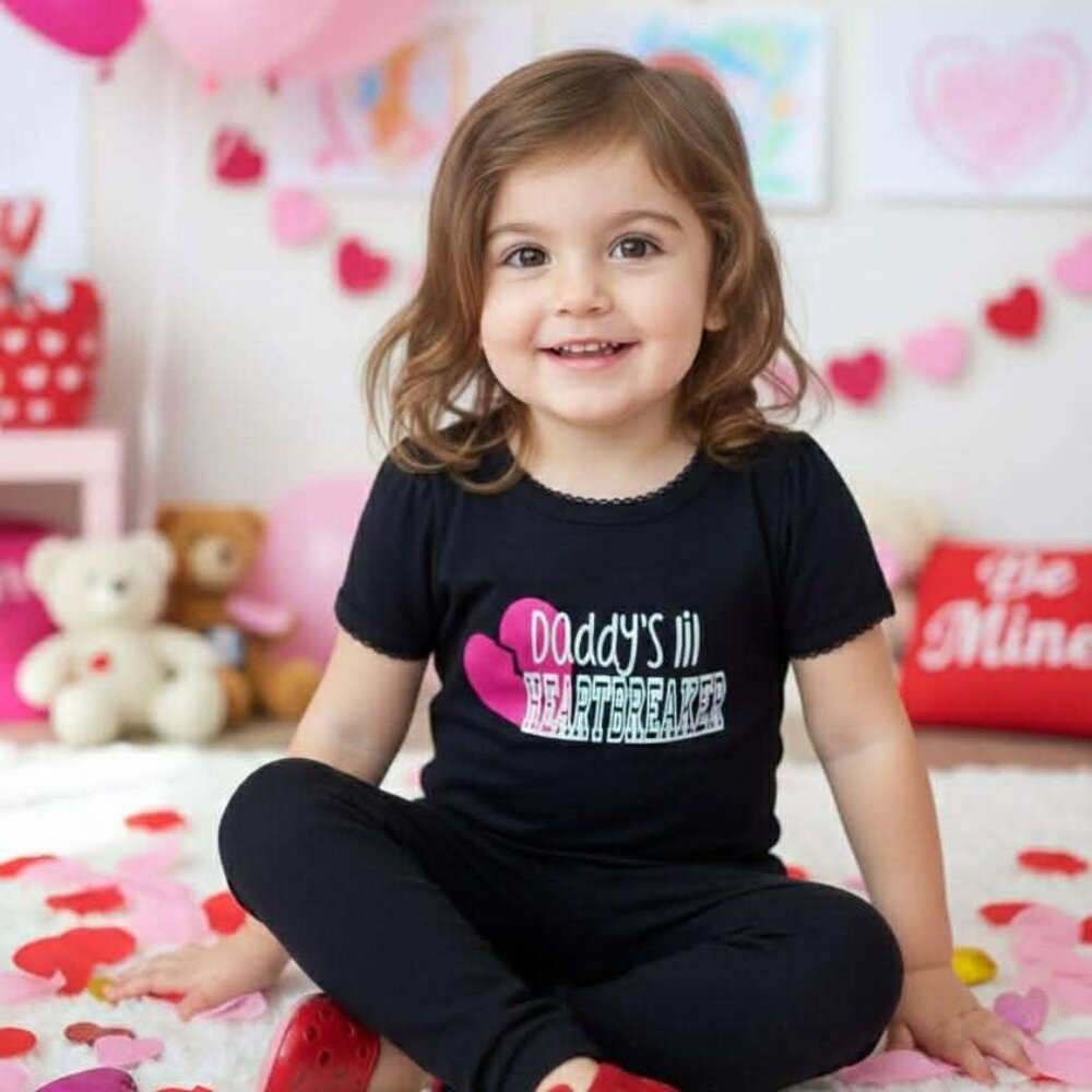 NEW Valentines Day Daddys Lil Heartbreaker Tee